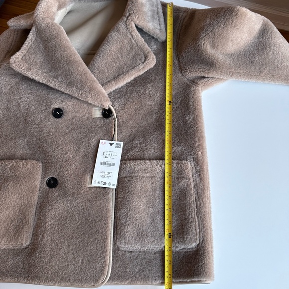 NWT Zara Reversible Double-Faced Coat Women's Taupe Gray Teddy Jacket Size S - Picture 13 of 15